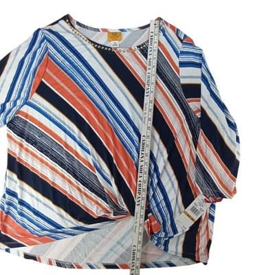 NWT Ruby Rd Woman Bright Idea Striped Twisted Front Top 3X - Thumbnail 6
