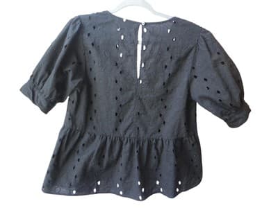 ASOS DESIGN Black Eyelet Peplum Top - Thumbnail 3