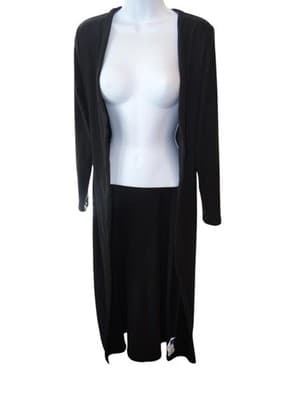 Women's Long Black Cardigan Dress - Size M - Thumbnail 2
