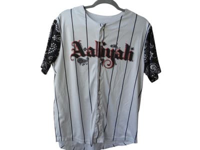 Y2K - VINTAGE Aaliyah Graphic Baseball Jersey - White & Black - Small - Thumbnail 2