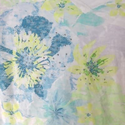 NWT-Hearts of Palm Woman 3X White Floral Print V Neck T Shirt Rhinestones - Thumbnail 3