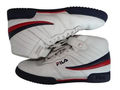 Fila Men's White High-Top Sneakers with Red and Navy Accents - Thumbnail 5
