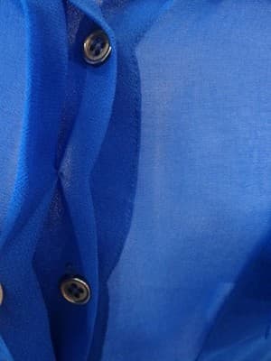 Stylish Sheer Blue Button-Up Shirt with Studded Pockets - Thumbnail 4