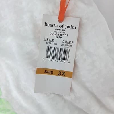 NWT-Hearts of Palm Woman 3X White Floral Print V Neck T Shirt Rhinestones - Thumbnail 4