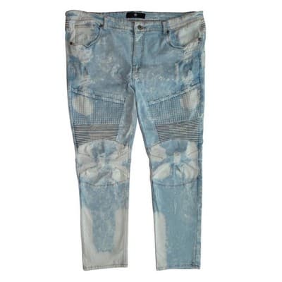 Mens Light Blue Acid Wash Skinny Jeans