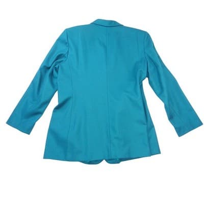 VTG Lauren Alexandra Collection Teal Wool Blazer Jacket Womens Size 14 USA Made - Thumbnail 4
