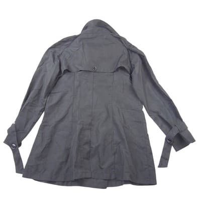 Womens Black Double Breasted Trench Coat XL Cuff Ties Mid Length Jacket - Thumbnail 4
