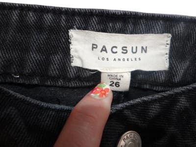 Pacsun Vintage Black Denim Skirt with Grommet Detail - Size 26 - Thumbnail 2