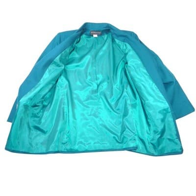 VTG Lauren Alexandra Collection Teal Wool Blazer Jacket Womens Size 14 USA Made - Thumbnail 3