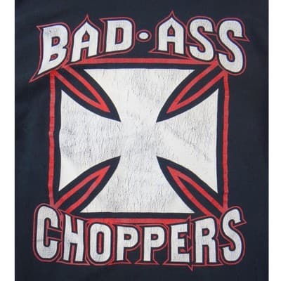 Vintage Bad Ass Choppers Long Sleeve Graphic T-Shirt Mens Black M Iron Cross - Thumbnail 5