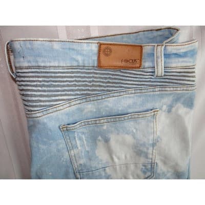 Mens Light Blue Acid Wash Skinny Jeans - Thumbnail 7