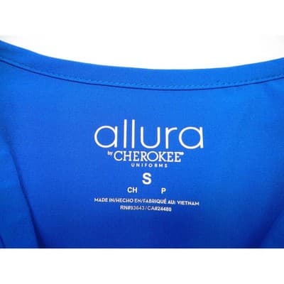 Allura by Cherokee Royal Blue Scrub Set V-Neck Top Small & Zip Jacket Medium - Thumbnail 9