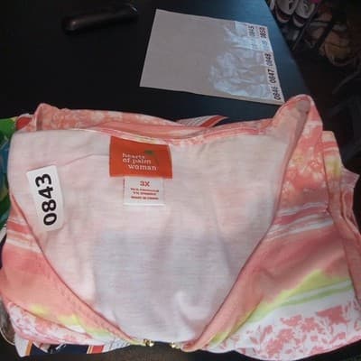 NWT-Hearts of Palm Woman Blush Strokes Print V Neck Gathered Ring Top 3X - Thumbnail 9