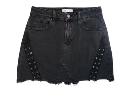 Pacsun Vintage Black Denim Skirt with Grommet Detail - Size 26