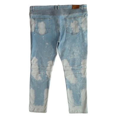 Mens Light Blue Acid Wash Skinny Jeans - Thumbnail 4