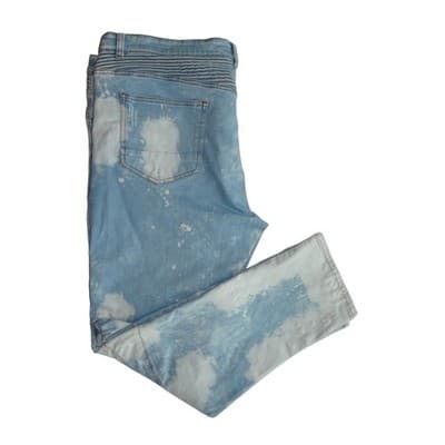 Mens Light Blue Acid Wash Skinny Jeans - Thumbnail 3