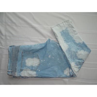 Mens Light Blue Acid Wash Skinny Jeans - Thumbnail 8