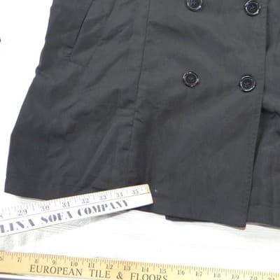 Womens Black Double Breasted Trench Coat XL Cuff Ties Mid Length Jacket - Thumbnail 5