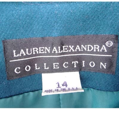 VTG Lauren Alexandra Collection Teal Wool Blazer Jacket Womens Size 14 USA Made - Thumbnail 2