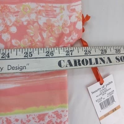 NWT-Hearts of Palm Woman Blush Strokes Print V Neck Gathered Ring Top 3X - Thumbnail 5