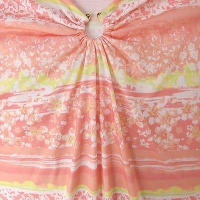 NWT-Hearts of Palm Woman Blush Strokes Print V Neck Gathered Ring Top 3X - Thumbnail 4