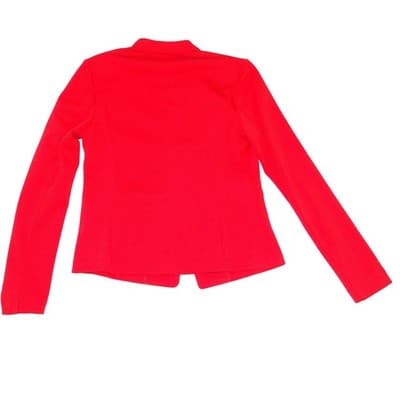 VTG Covington Womens Red Single Button Open Front Collarless Blazer Jacket Small - Thumbnail 4