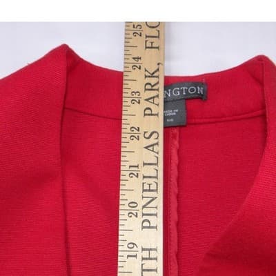 VTG Covington Womens Red Single Button Open Front Collarless Blazer Jacket Small - Thumbnail 6