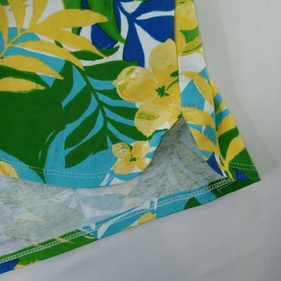 Ruby Rd Womens 3X Tropical Floral Print Short Sleeve Top Shirt Blue Yellow Green - Thumbnail 4