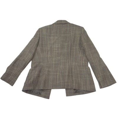 VTG Kasper Womens 14P Petite Textured Tweed Blazer Jacket Brown Olive 4-Pocket - Thumbnail 4
