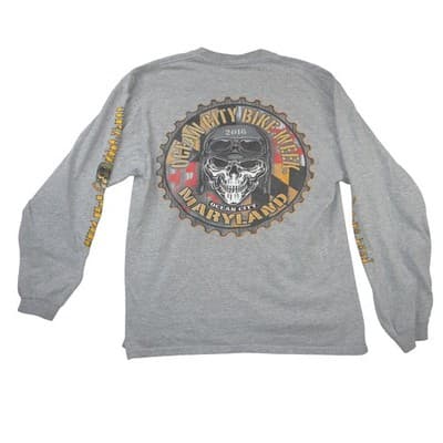 Bike Week 2016 Chase Authentics Mens Ocean City Long Sleeve Gray Skull Shirt M - Thumbnail 4