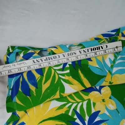 Ruby Rd Womens 3X Tropical Floral Print Short Sleeve Top Shirt Blue Yellow Green - Thumbnail 5
