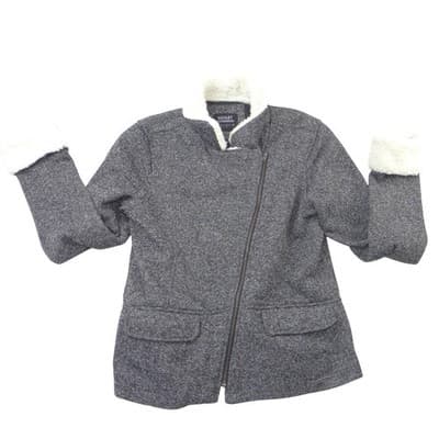Ashley by 26 International Womens XL Marled Grey Sherpa Moto Jacket Zip Up