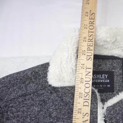 Ashley by 26 International Womens XL Marled Grey Sherpa Moto Jacket Zip Up - Thumbnail 5
