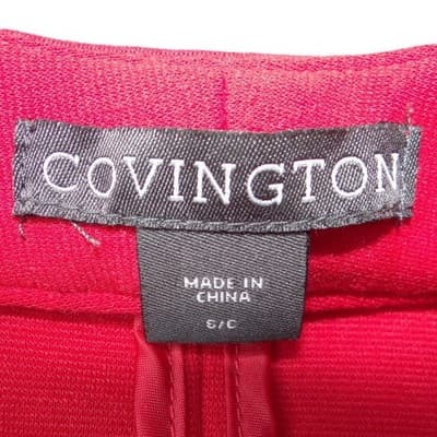 VTG Covington Womens Red Single Button Open Front Collarless Blazer Jacket Small - Thumbnail 3