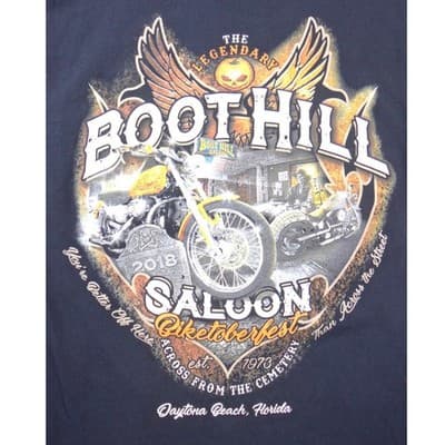 Boot Hill Saloon Biketoberfest 2018 Daytona Beach Black Pocket T-Shirt Mens M - Thumbnail 4