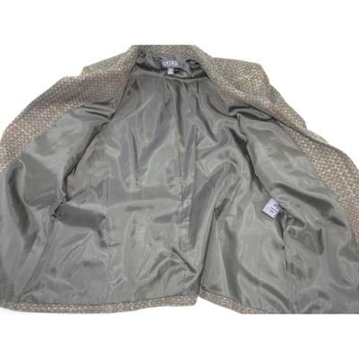 VTG Kasper Womens 14P Petite Textured Tweed Blazer Jacket Brown Olive 4-Pocket - Thumbnail 2