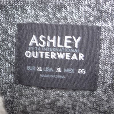 Ashley by 26 International Womens XL Marled Grey Sherpa Moto Jacket Zip Up - Thumbnail 2