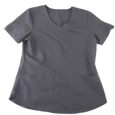 ScrubStar Womens Black V-Neck Short Sleeve Scrub Top Pockets Size Medium