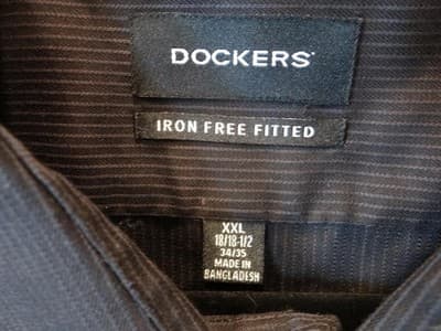 Dockers Iron Free Fitted XXL Men's Dress Shirt Black - Thumbnail 3