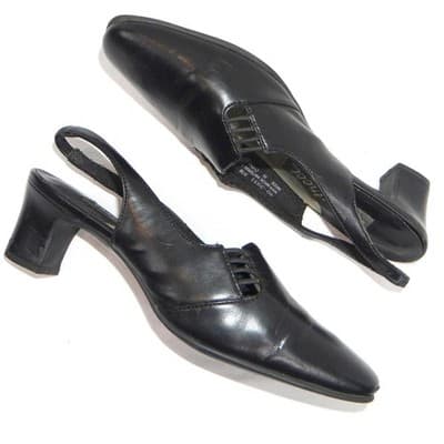 Vintage SAS Comfort Shoes Black Slingback Heels Size 7 Wide