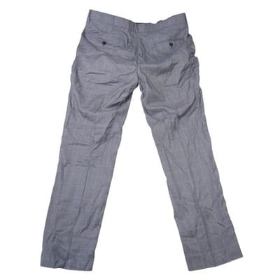 Grey Windowpane Plaid Straight Leg Dress Pants S6037 Stretch Trousers Size 38 - Thumbnail 3
