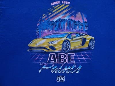 Vintage Inspired 1986 Abe Paints Graphic Tee - Bright Blue abe paints - Thumbnail 3