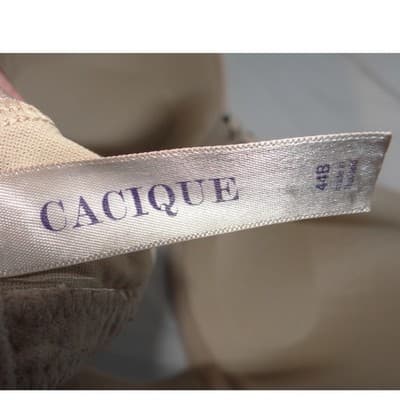 Cacique Womens 44B Beige Leopard Trim Underwire T-Shirt Bra Full Coverage - Thumbnail 2