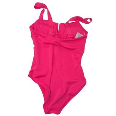Athleta Womens Hot Pink V-Neck One Piece Swimsuit 32D/DD Adjustable Straps - Thumbnail 4