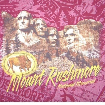Vintage All-Over Graphic Mount Rushmore National Memorial TShirt Burgundy Men XL - Thumbnail 3