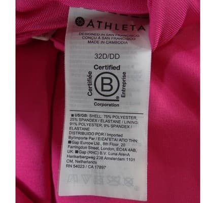 Athleta Womens Hot Pink V-Neck One Piece Swimsuit 32D/DD Adjustable Straps - Thumbnail 2