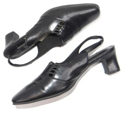 Vintage SAS Comfort Shoes Black Slingback Heels Size 7 Wide - Thumbnail 3