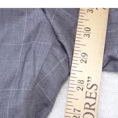 Grey Windowpane Plaid Straight Leg Dress Pants S6037 Stretch Trousers Size 38 - Thumbnail 5