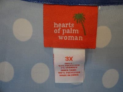 Hearts of Palm Woman Blue Patterned Sleeveless Tunic Top 3X - Thumbnail 3