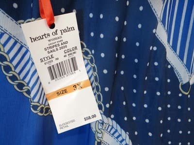 Hearts of Palm Woman Blue Patterned Sleeveless Tunic Top 3X - Thumbnail 4